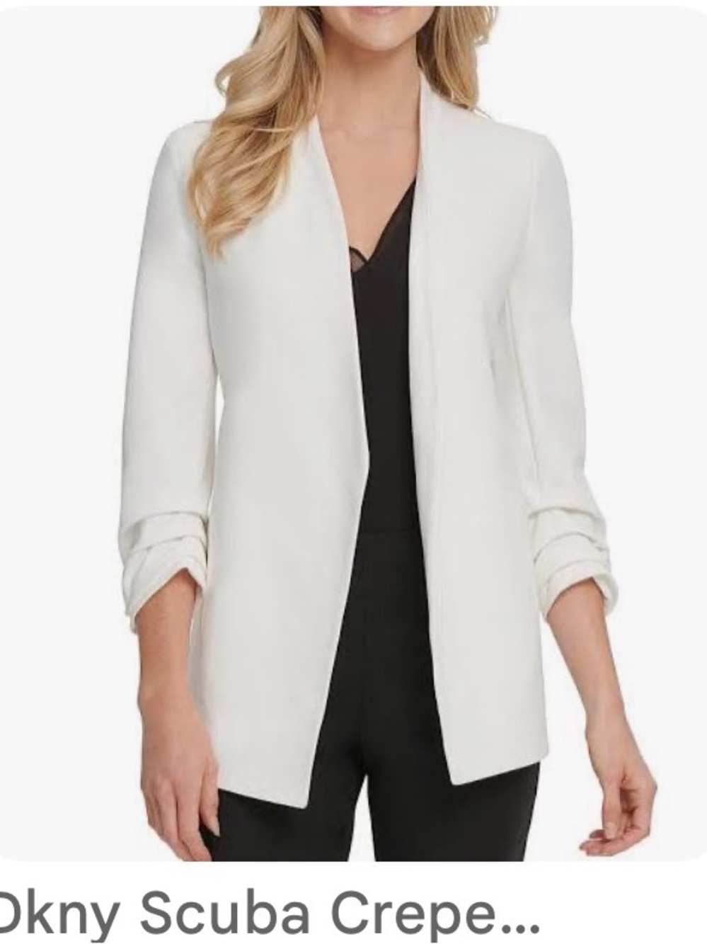 DKNY White Open-Front Crepe Blazer- XS